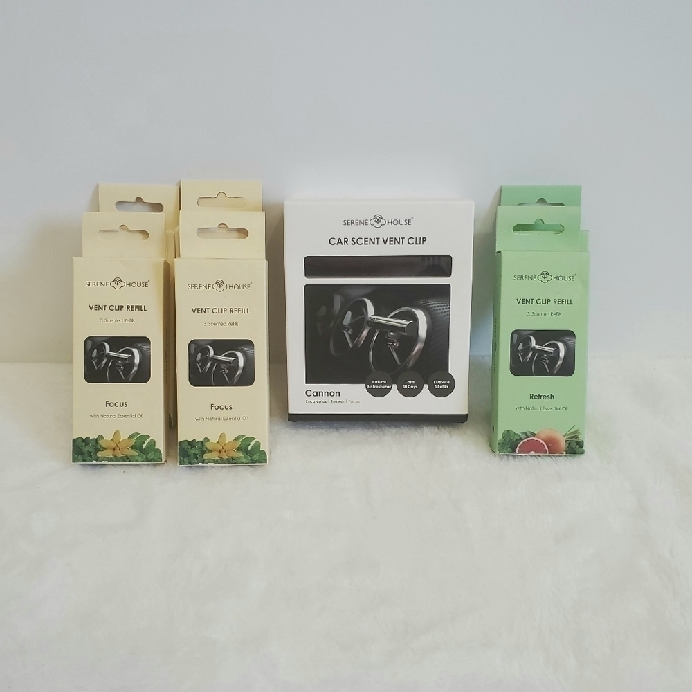 SERENE House Car Scent Vent Clip With 1 Device & 21 Scented Refills